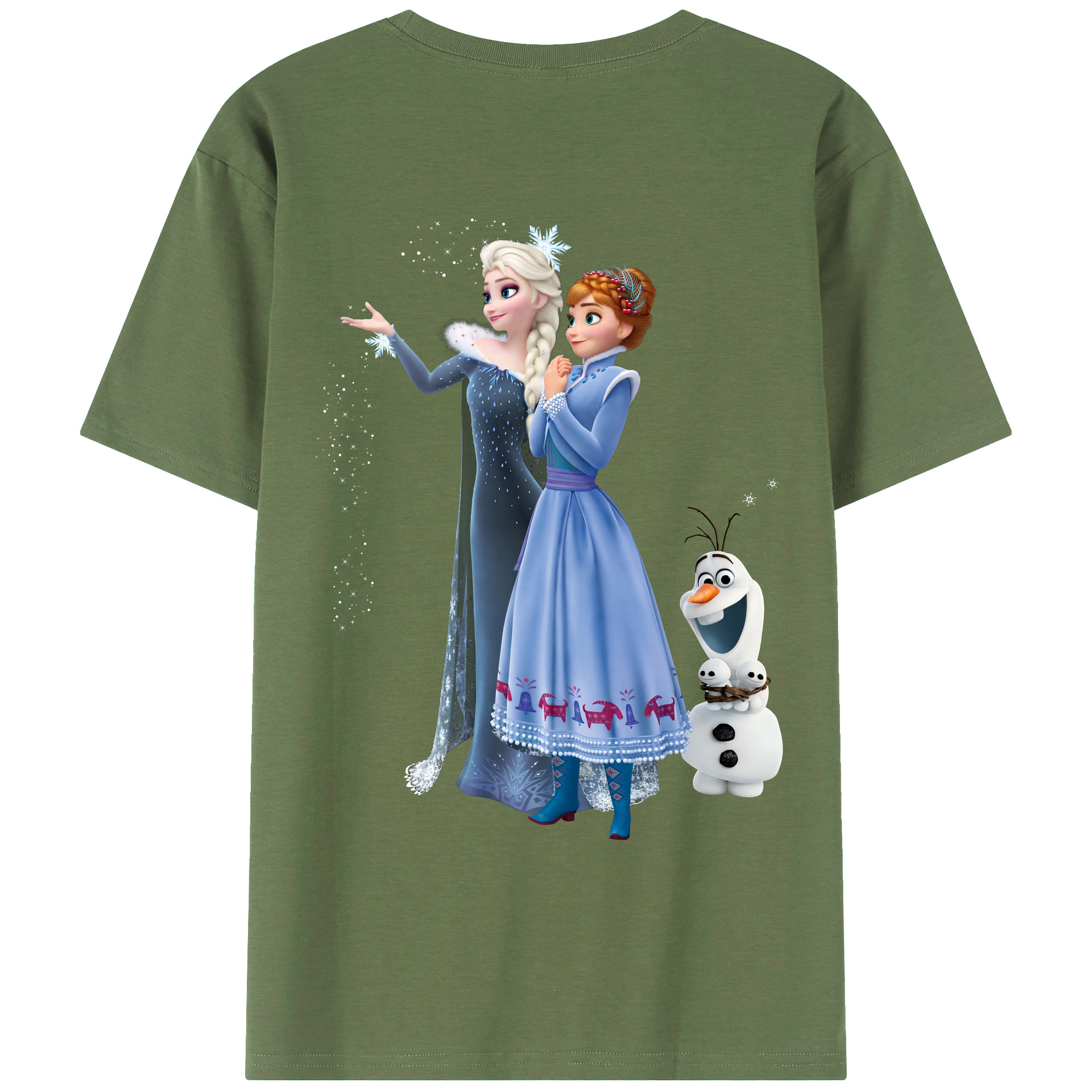 （画像用） アナと雪の女王 アンナ エルサ Frozen Anna Elsa 綿100％ メンズ半袖Tシャツ（バックプリント） 通気性